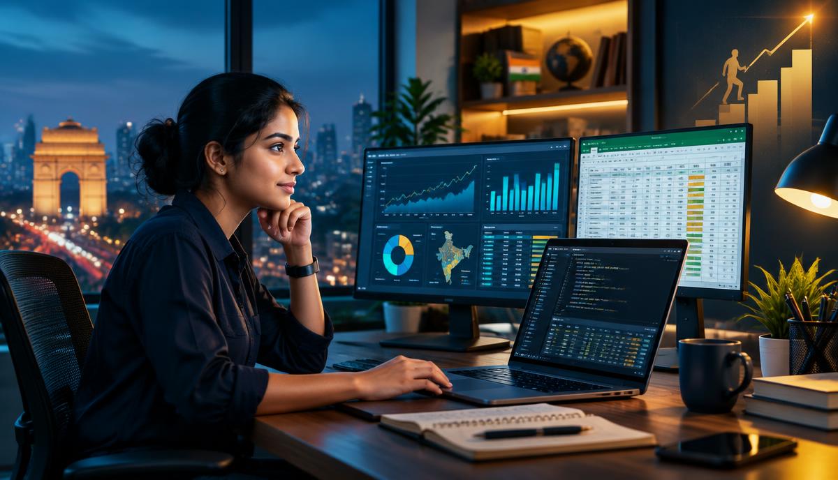 An Indian data analyst working with dashboards, spreadsheets and SQL