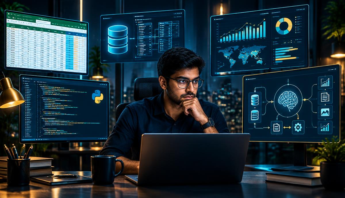 A data analyst using Excel, SQL, Python and business intelligence tools